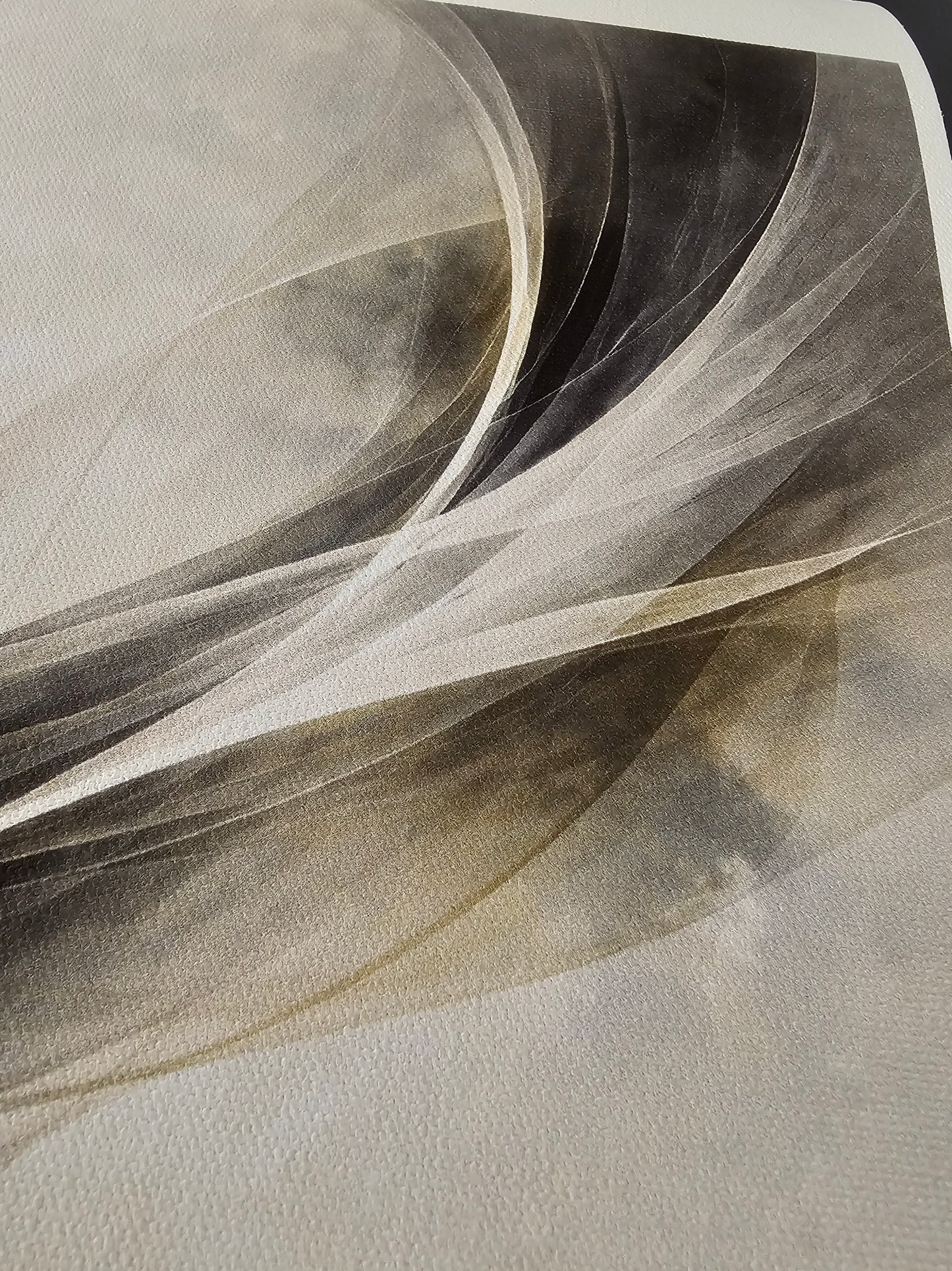 Close-up of fabric with wavy pattern in neutral colors