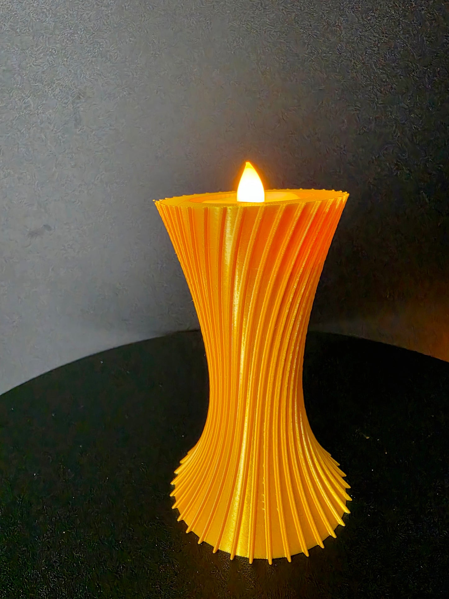 Sculptural LED Tea Light Holder โ 4-Inch Decorative Candle Accent