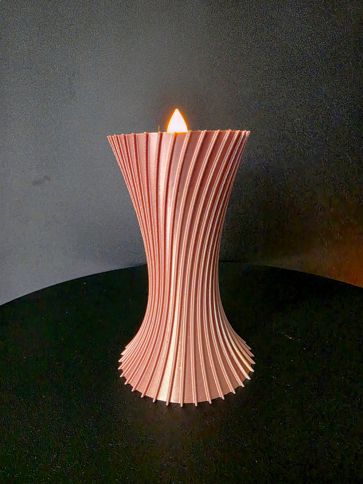 Sculptural LED Tea Light Holder — 4-Inch Decorative Candle Accent
