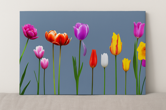 Primavera em Pé – Arte Panorâmica em Tulipas com Técnica Mista