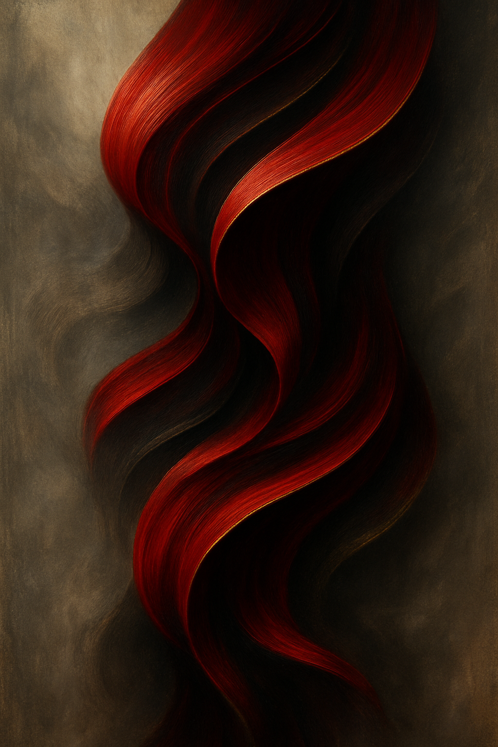Arte de pared en armonía roja y dorada