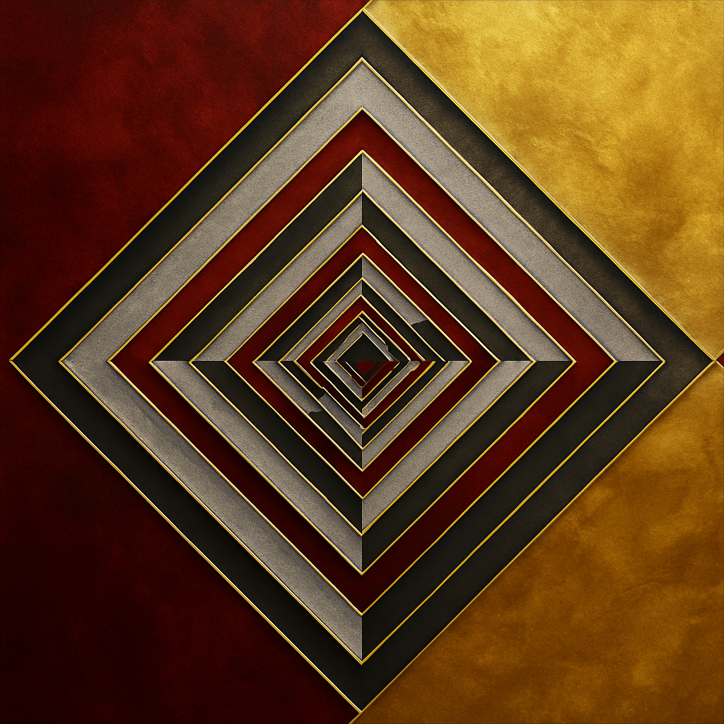 Arte de pared en armonía roja y dorada