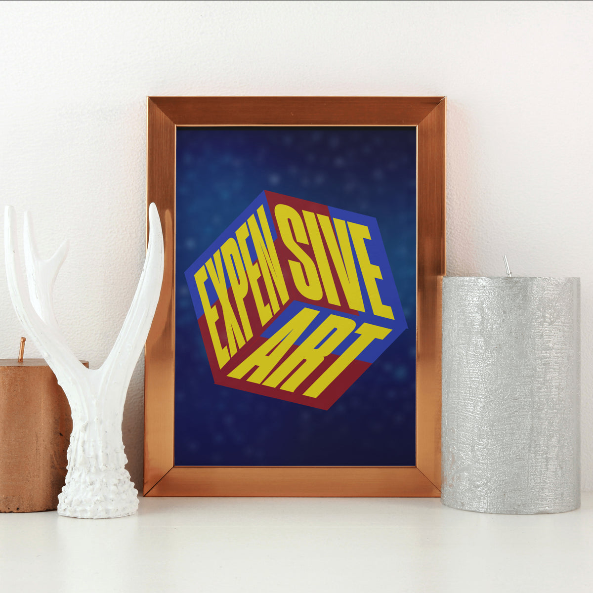 Framed Greetings Expensive Art - Bold Statement Poster Wall Art (Blue Edition)