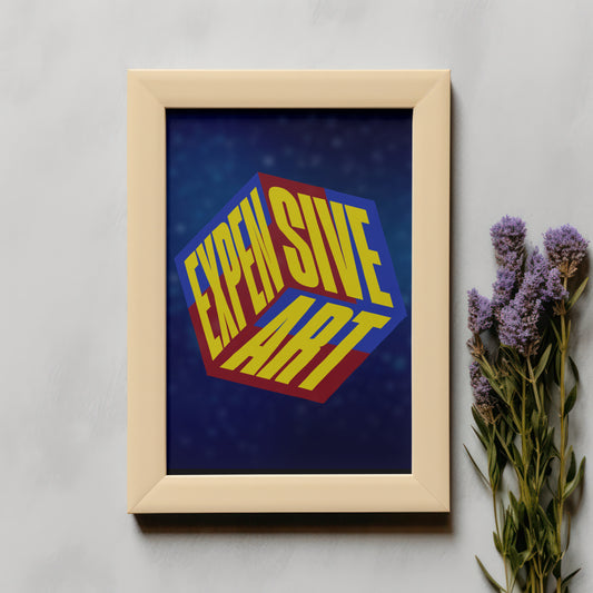 Framed Greetings Expensive Art - Bold Statement Poster Wall Art (Blue Edition)