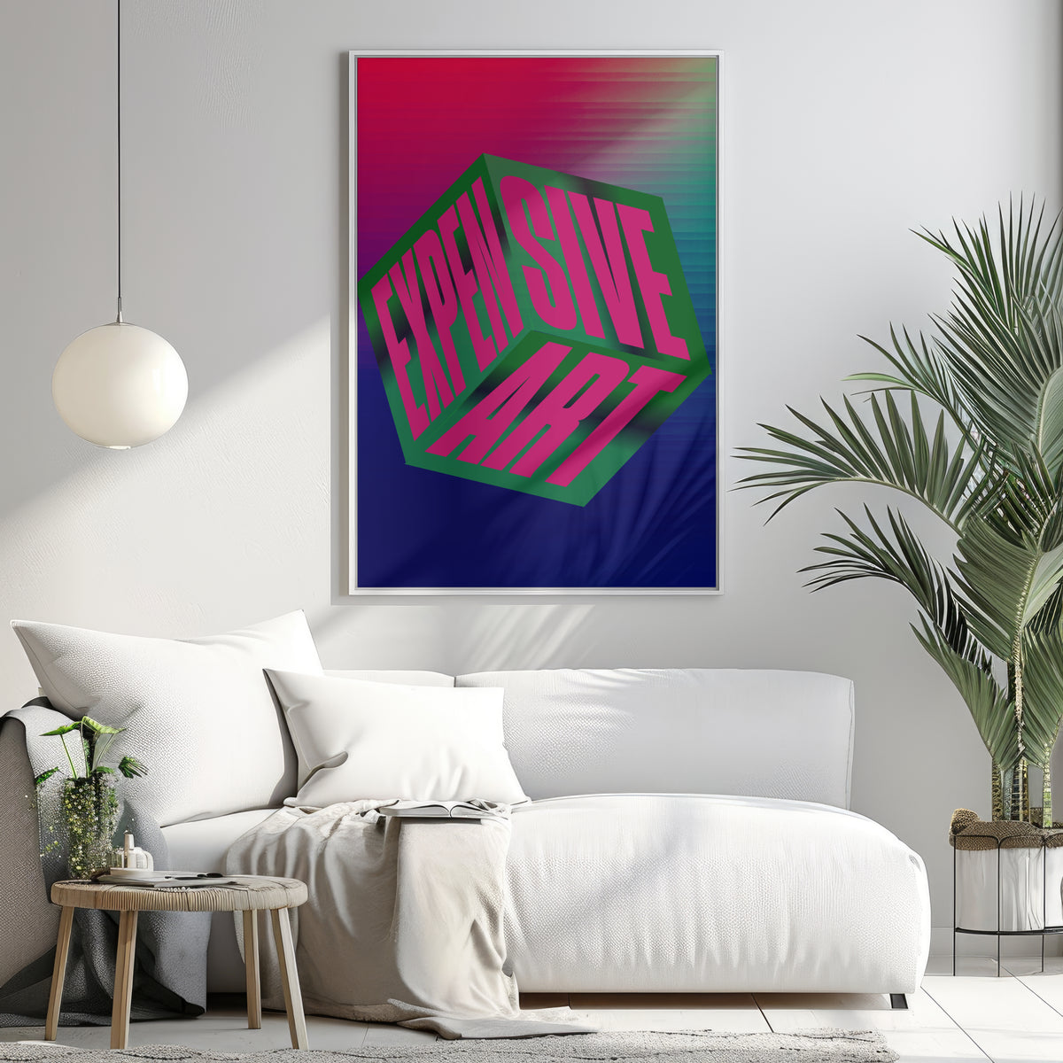 Framed Greetings Expensive Art - Bold Statement Poster Wall Art (Pink & Green Edition)