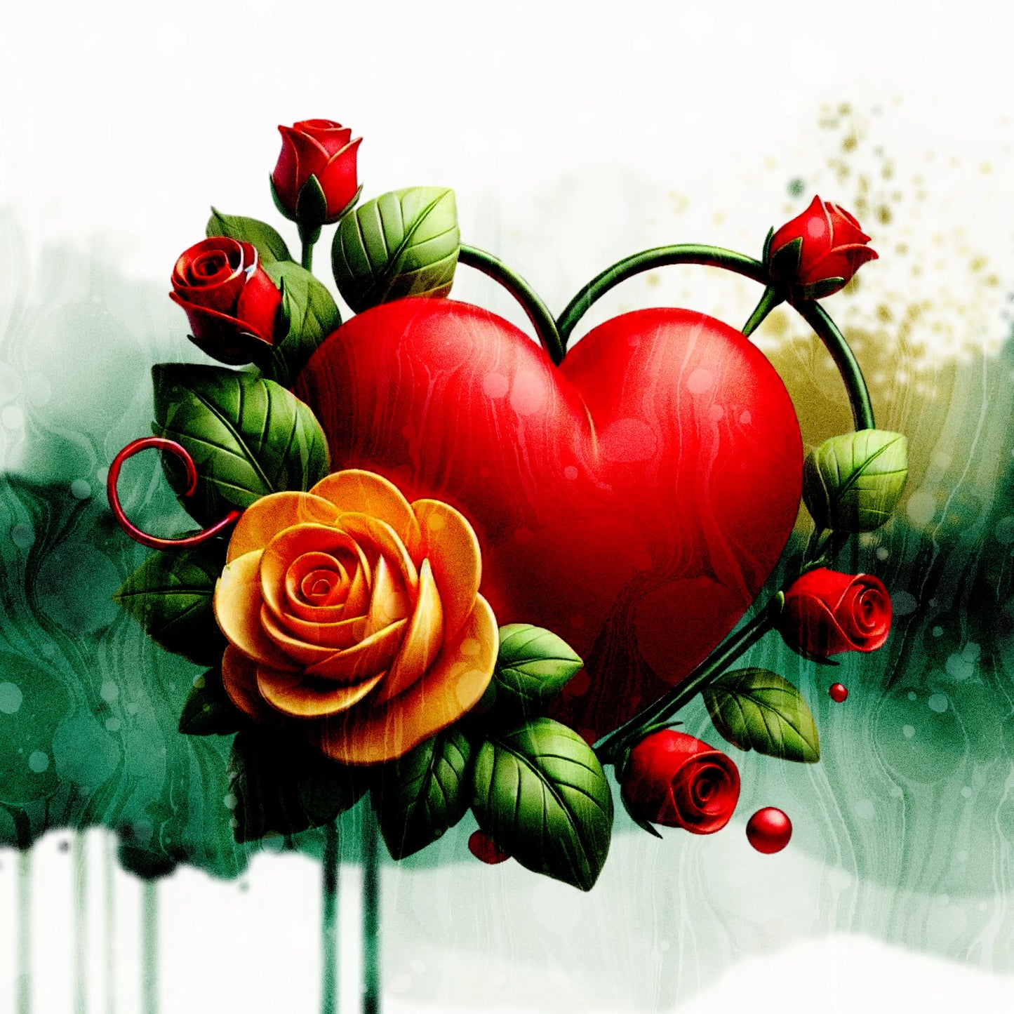 Heart in Roses Wall Art Decor Framed Greetings