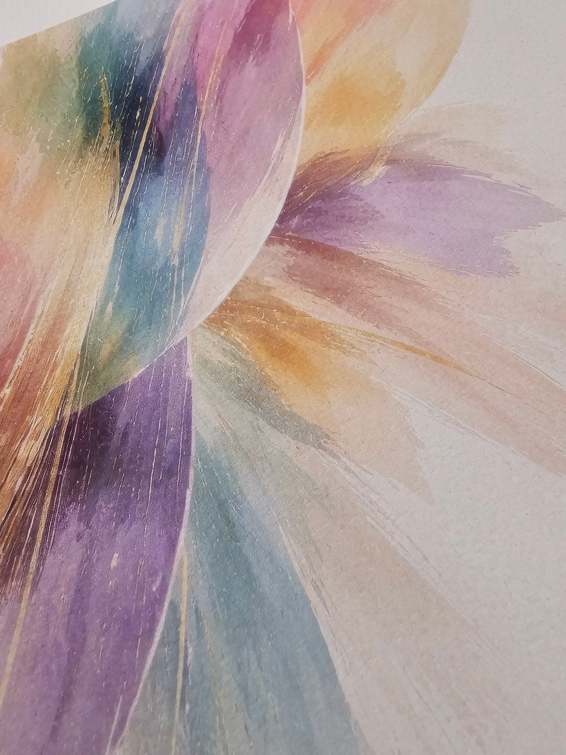 Abstract art with colorful brush strokes on a light background