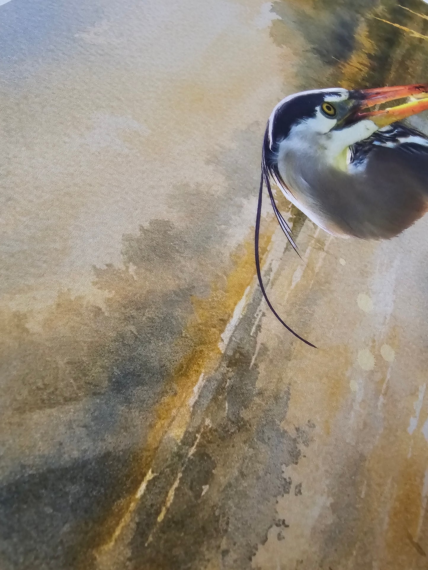 Artistic depiction of a bird with a textured brown background