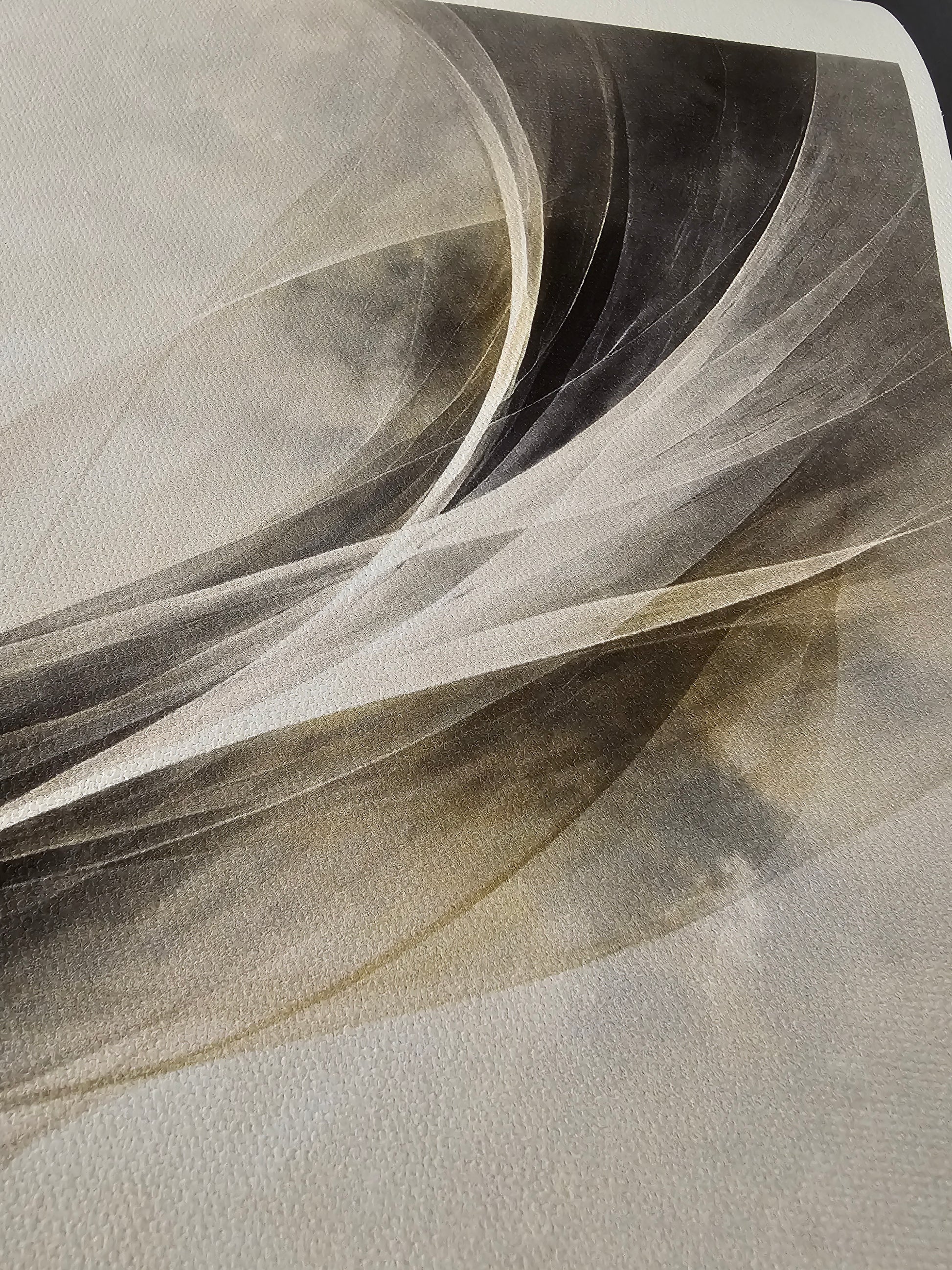 Close-up of fabric with wavy pattern in neutral colors