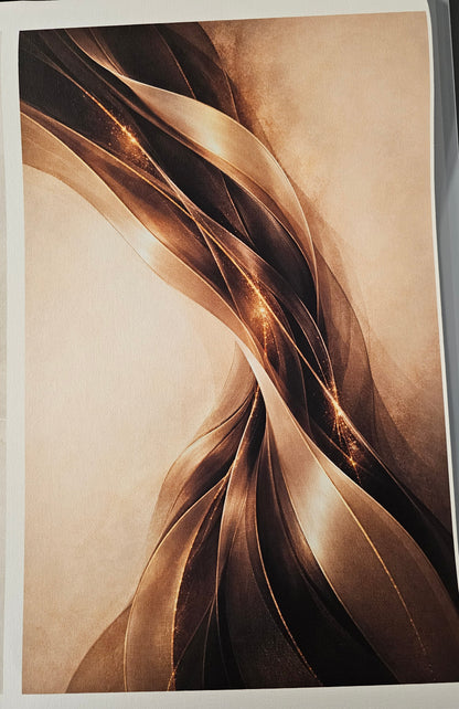 Abstract design with wavy lines in brown and black on a beige background