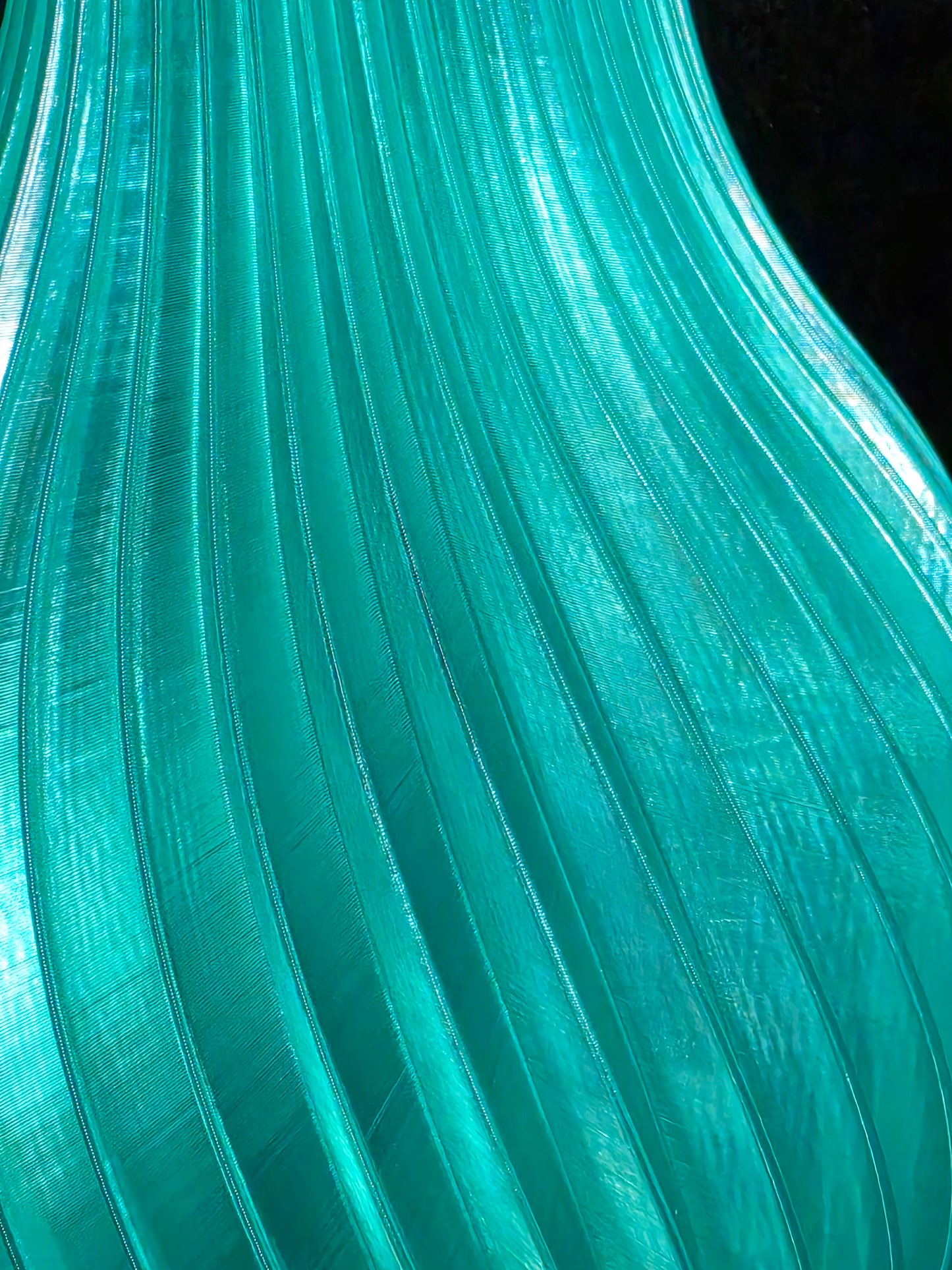 Translucent Teal Sculptural Ribbed Vase — 10" Modern Decorative Vase