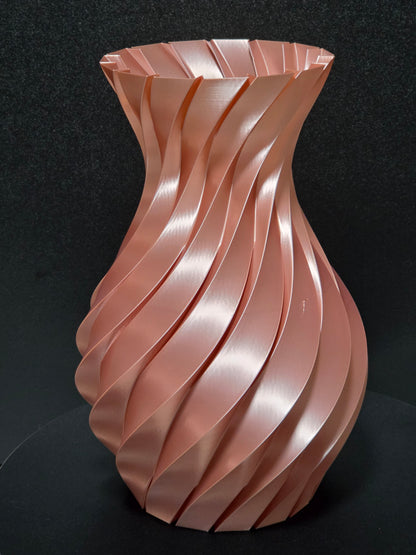 Rose Gold Twist Column Vase — 10" Modern Sculptural Decorative Vase