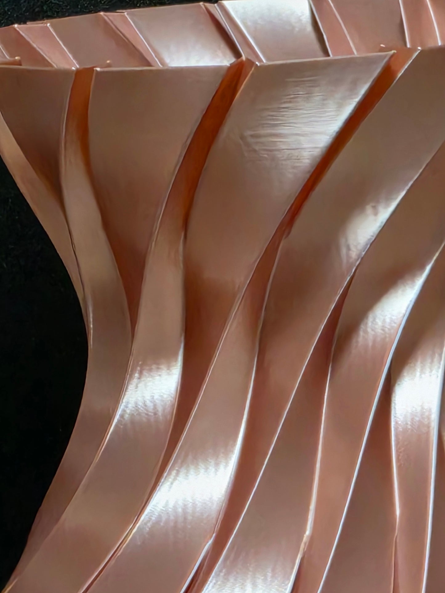 Rose Gold Twist Column Vase — 10" Modern Sculptural Decorative Vase