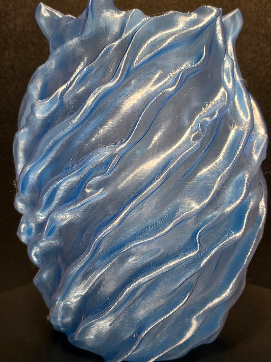 Translucent Glacier Blue Flameform Vase — 10" Modern Sculptural Decorative Vase