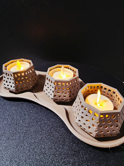 Lattice Glow LED Tealight Set