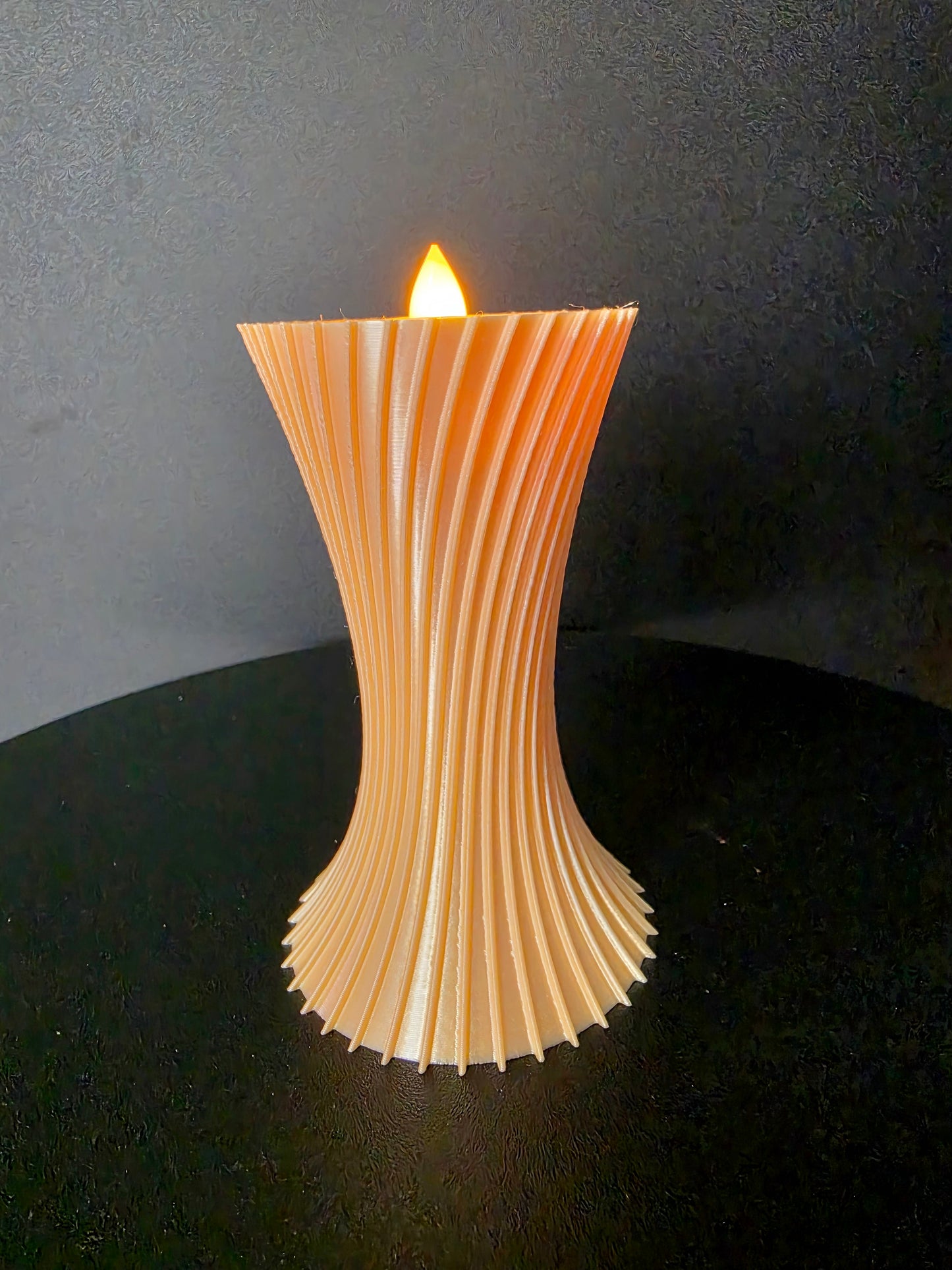 Sculptural LED Tea Light Holder — 4-Inch Decorative Candle Accent