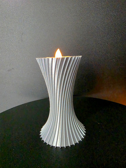 Sculptural LED Tea Light Holder — 4-Inch Decorative Candle Accent