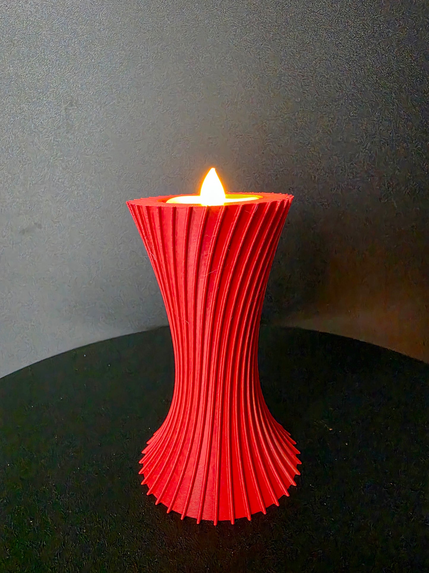 Sculptural LED Tea Light Holder — 4-Inch Decorative Candle Accent