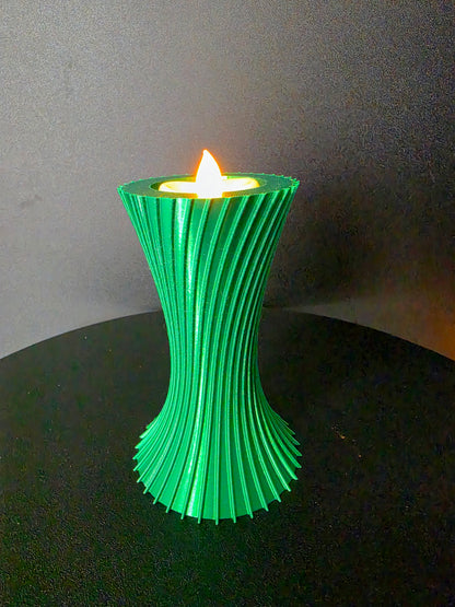 Sculptural LED Tea Light Holder — 4-Inch Decorative Candle Accent