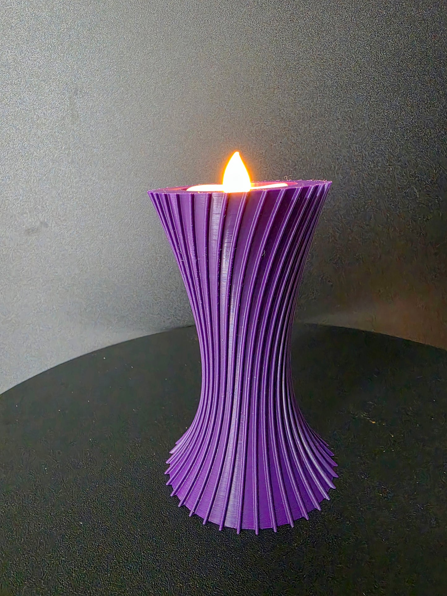 Sculptural LED Tea Light Holder — 4-Inch Decorative Candle Accent