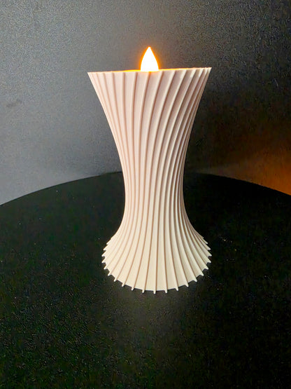 Sculptural LED Tea Light Holder — 4-Inch Decorative Candle Accent