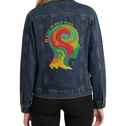 Be Kind to Your Mind – Women’s Embroidered Denim Jacket