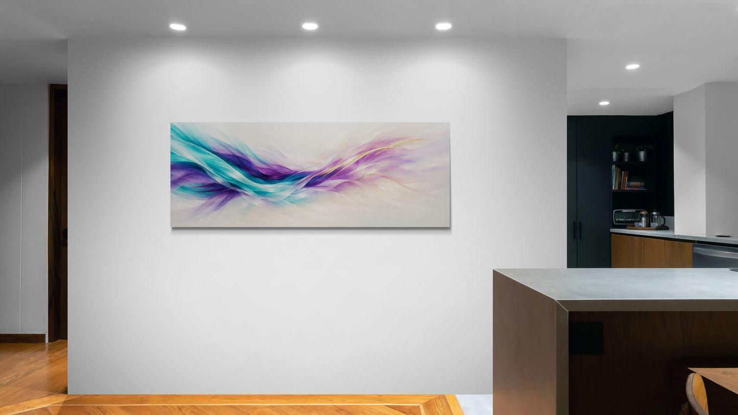 Arte de pared en armonía roja y dorada