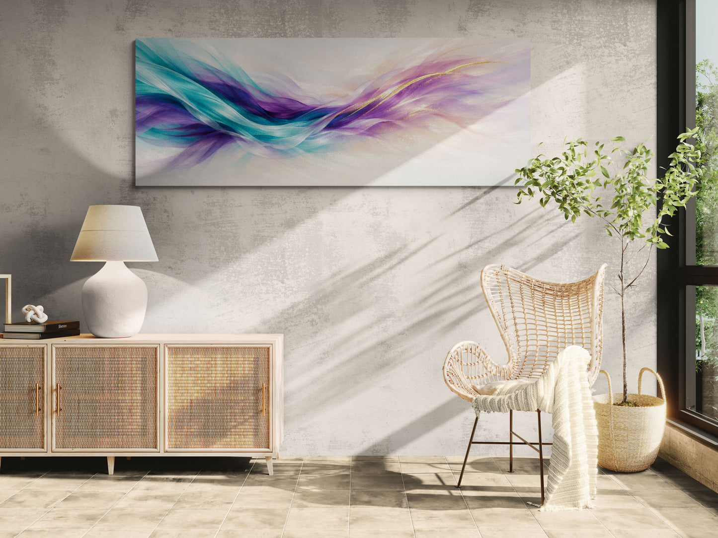 Arte de pared en armonía roja y dorada