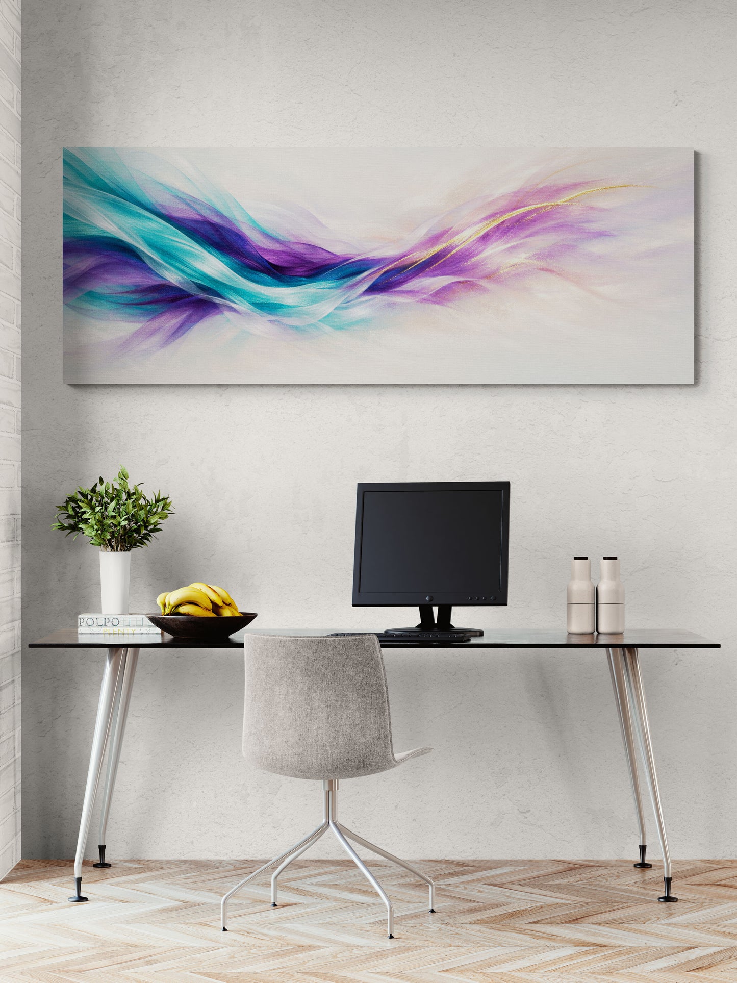 Arte de pared en armonía roja y dorada