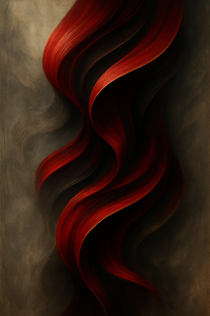 Arte de pared en armonía roja y dorada
