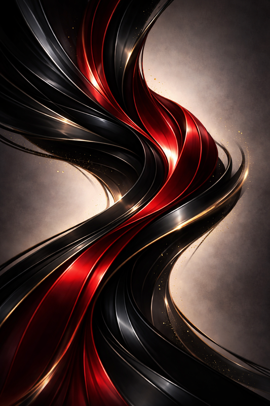 Arte de parede em harmonia vermelha e dourada