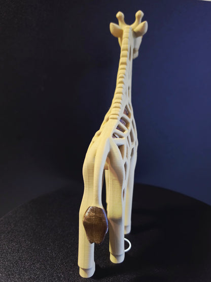 3D model of a giraffe skeleton on a dark background