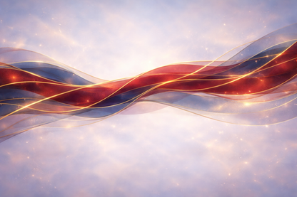 Waving flag with red, white, and blue colors on a light background
