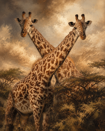 Intertwined Stillness – Mixed Media Wildlife Art Print