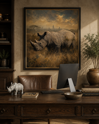 Marvin the Rhino — Matte Gray Sculptural Rhino Accent