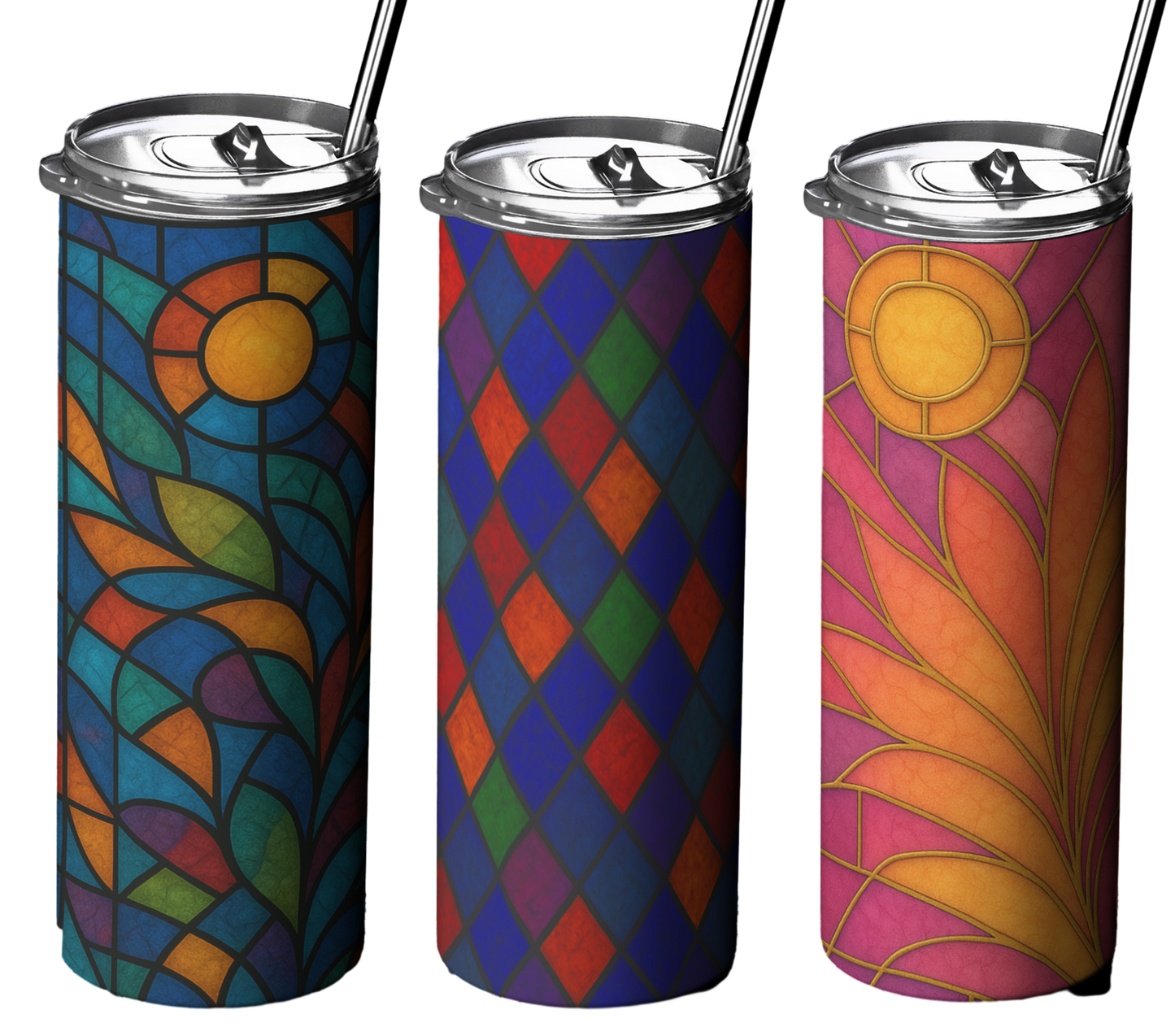 Stained Glass Series — 20 oz Clear Skinny Tumblers