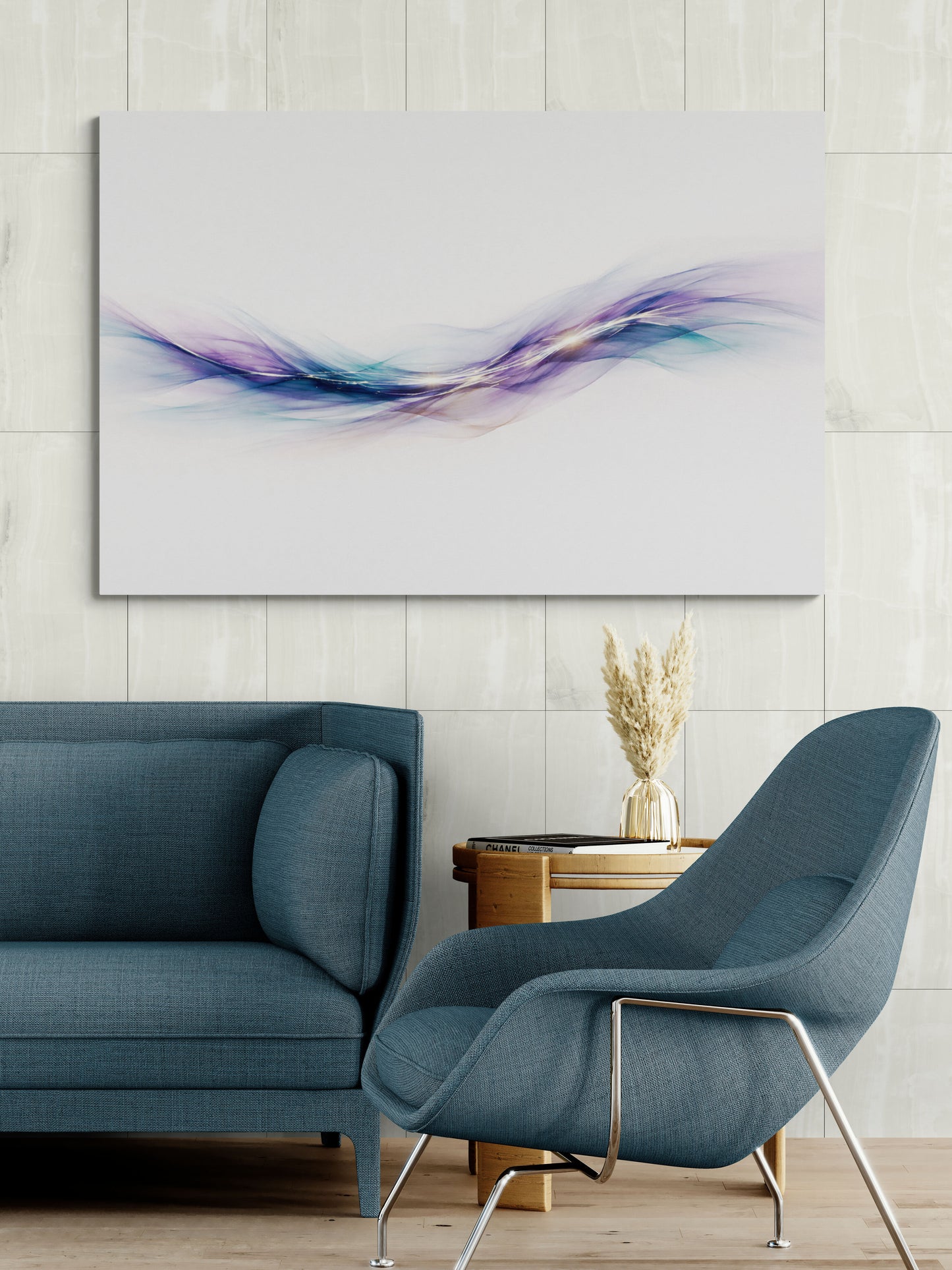 Arte de pared en armonía roja y dorada