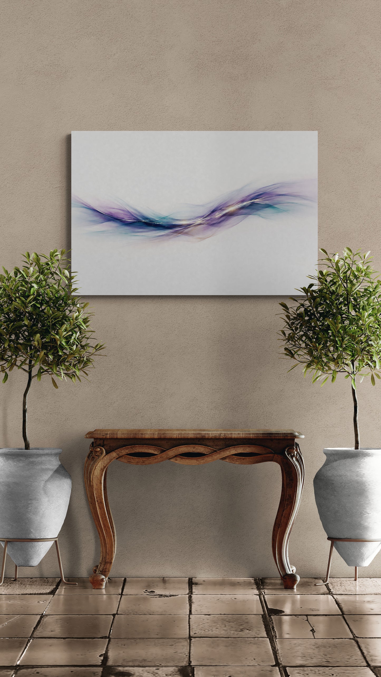 Arte de pared en armonía roja y dorada