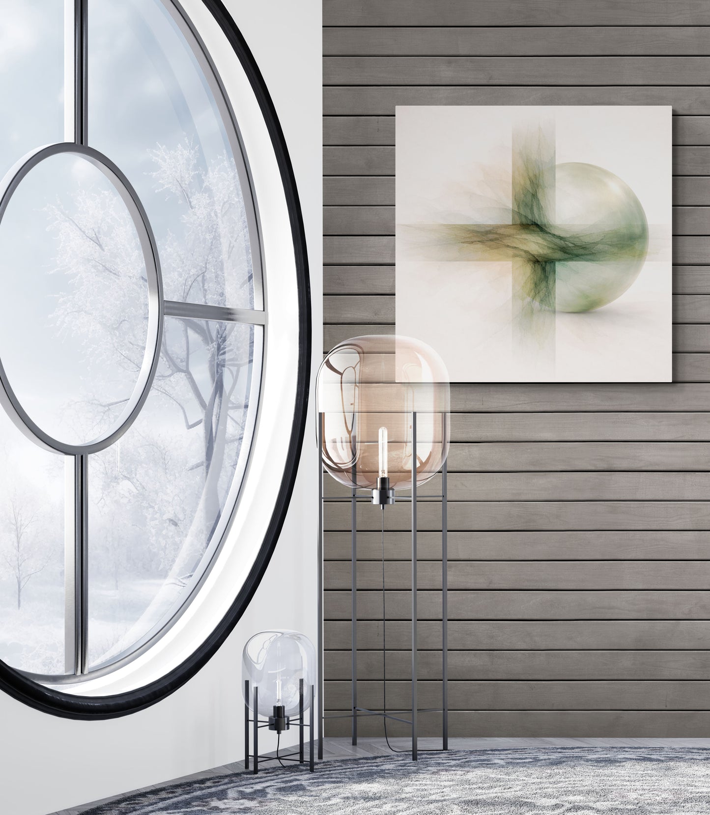 Moss Passage Green Geometric Abstract Wall Art Print