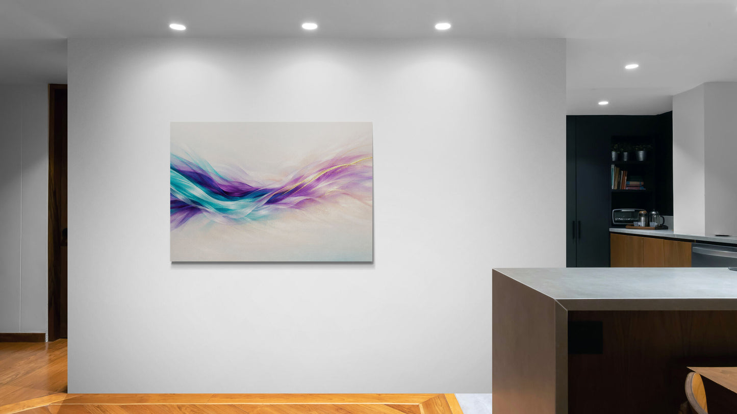 Arte de pared en armonía roja y dorada