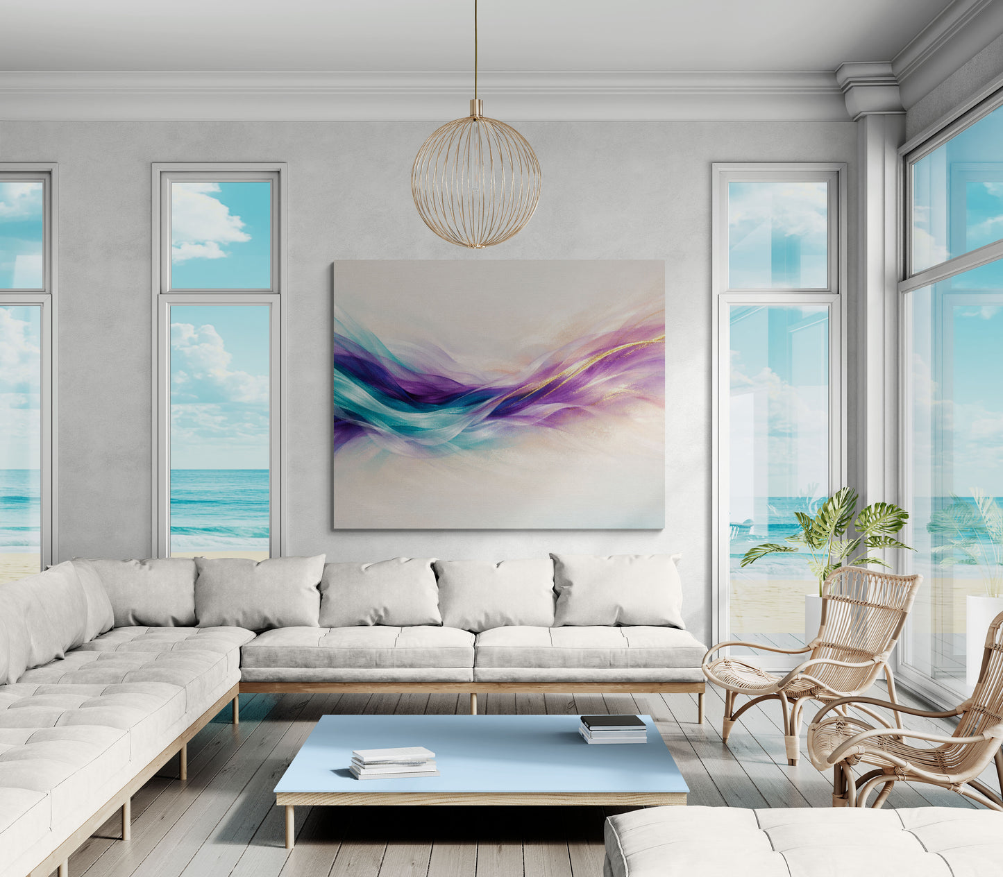 Arte de pared en armonía roja y dorada