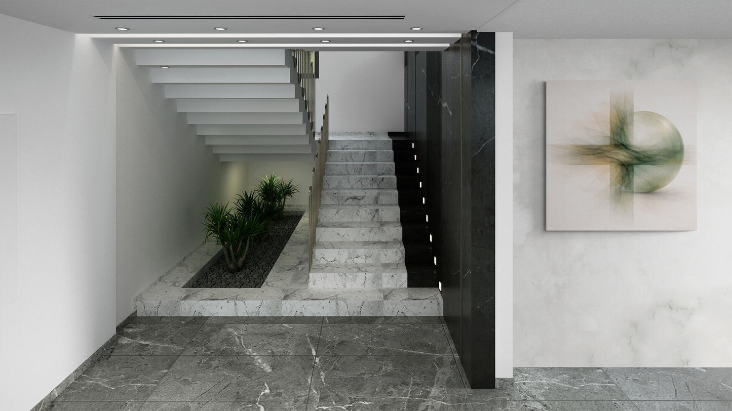 Moss Passage Green Geometric Abstract Wall Art Print