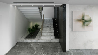 Moss Passage Green Geometric Abstract Wall Art Print