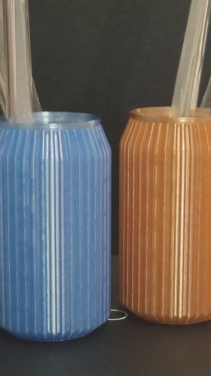 Ribbed Straw Organizer — Japandi-Inspired Soda Can Style Holder