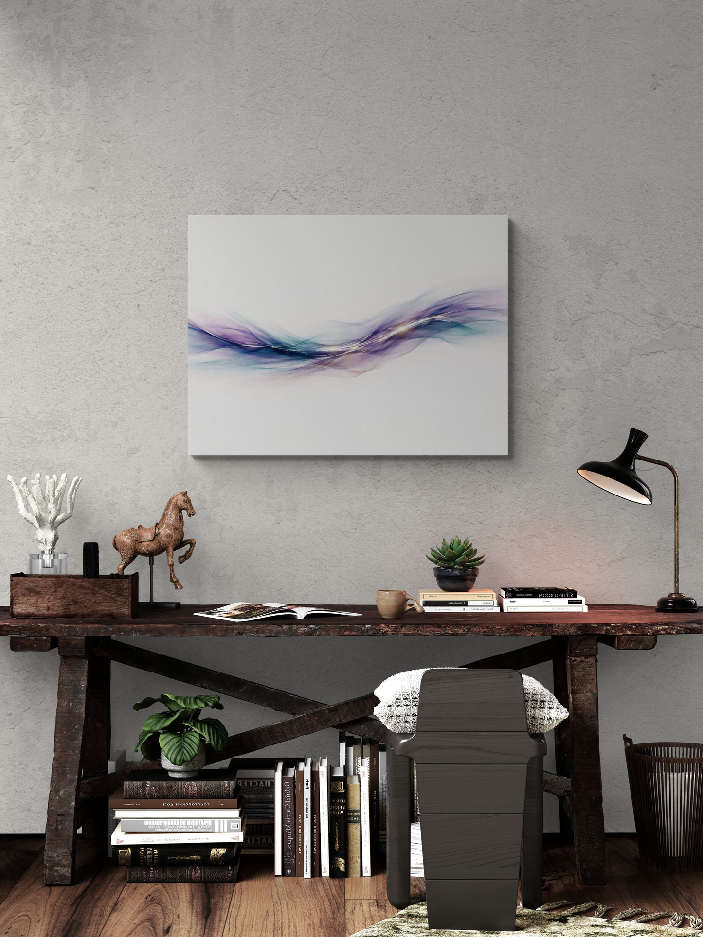 Arte de pared en armonía roja y dorada