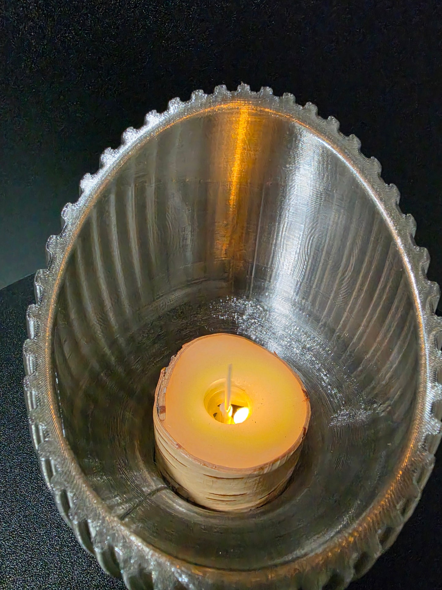 Ribbed LED Tealight Holder