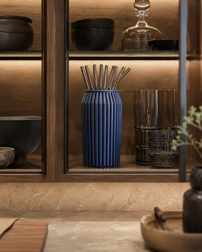 Ribbed Straw Organizer — Japandi-Inspired Soda Can Style Holder