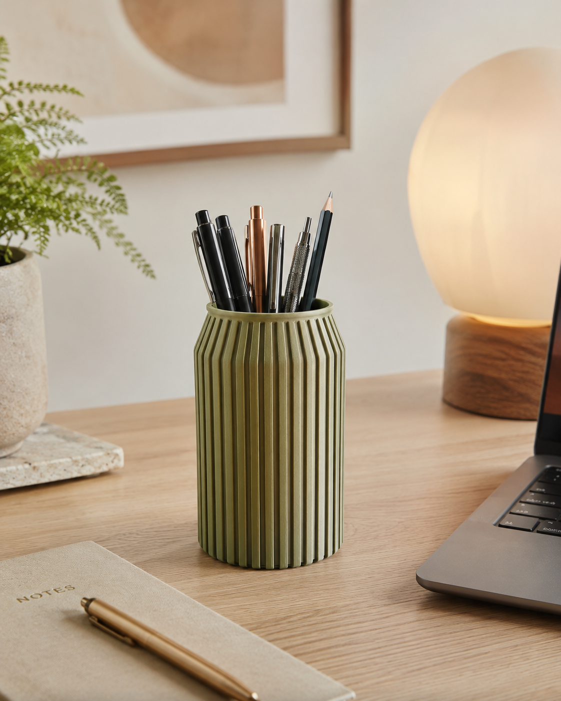 Ribbed Straw Organizer — Japandi-Inspired Soda Can Style Holder